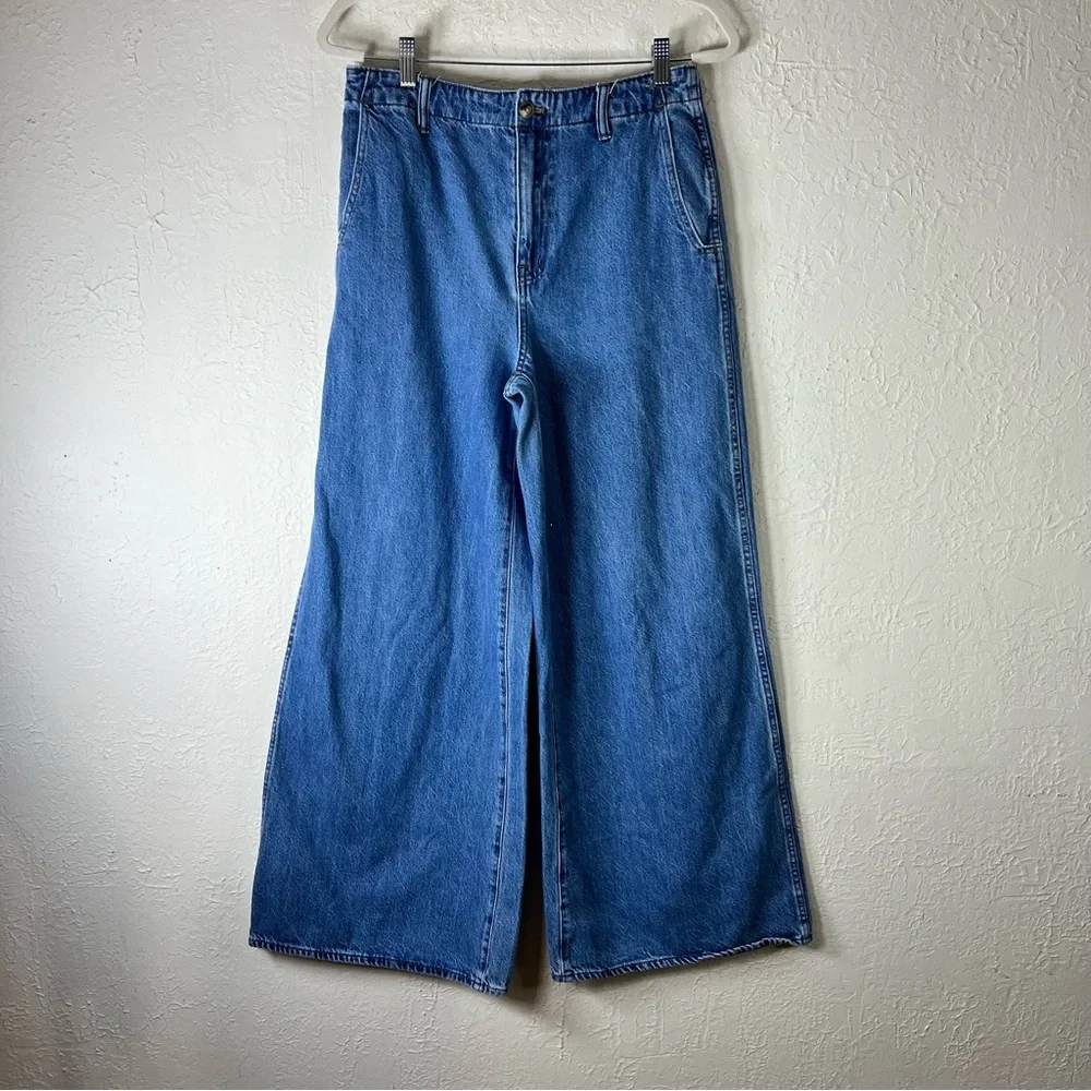 Madewell Wide Sweep Denim Trousers in Rigid Java Wash 100% Cotton - Picture 3 of 15